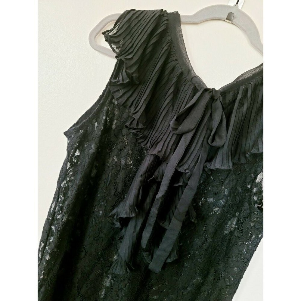 Tov Los Angeles Black Lace Ruffle Sleeveless V-Neck Mini Short Dress 38 Small - Picture 6 of 8